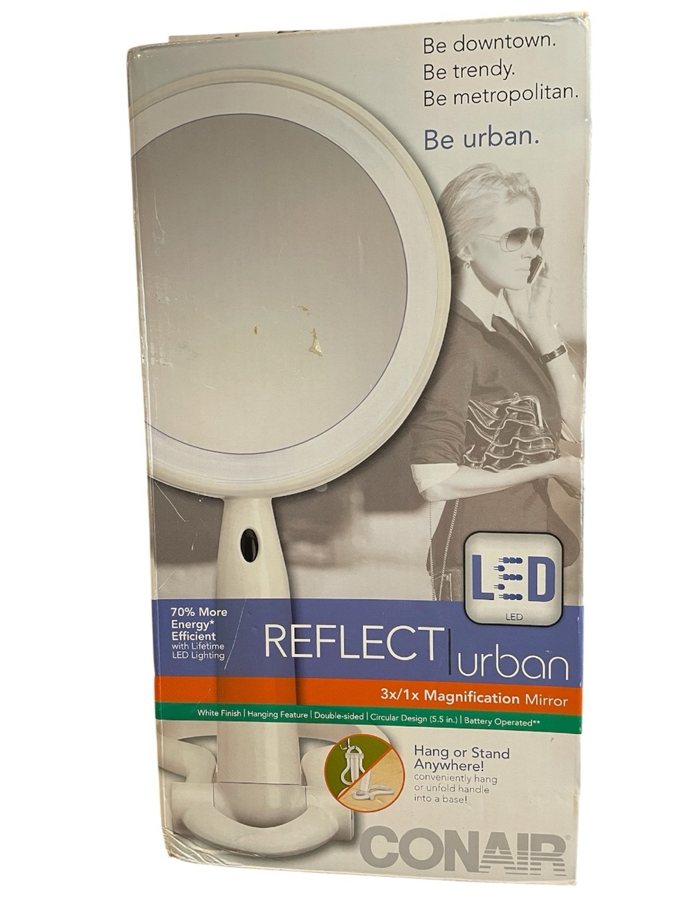 Conair Reflect Urban LED 3x/1x Magnification Mirror in White